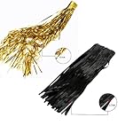 Sharlity 4PCS 3' X 8' Black and Gold Metallic Tinsel Foil Fringe Curtain Backdrop for Photo Booth Birthday Wedding Graduation Party Decoration - Image 4