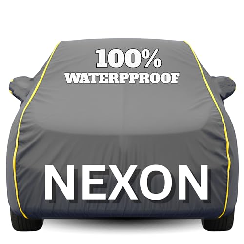 Image of Waterproof Car Body Cover - 100% Water Proof Custom Fit New Car Covers, Outdoor Full Protecting Cover for Nexon (All Models) with Free Storage Bag - UV, Rain & Dust, All Weather Protection