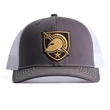 Nudge Printing West Point Hat US Military Academy Army Trucker Hat Black Knights Shield Embroidered Patch Adjustable Snapback Baseball Cap (Grey Front with White Mesh)