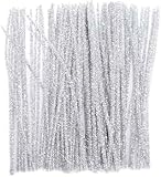 Pipe Cleaners for Crafts, Multi-Colour, 25 Pieces, 0.6 x 30 cm, for Art Projects and Decoration (Shiny Silver)