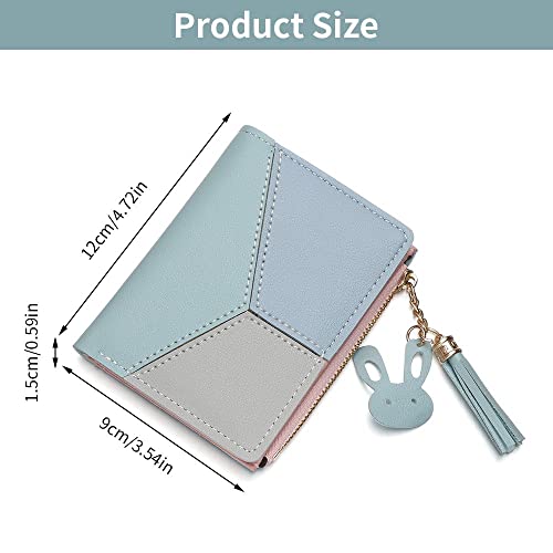 Short Wallet Foldable Portable Zipper Purse Patchwork Lady Coin Purses PU(pink)2