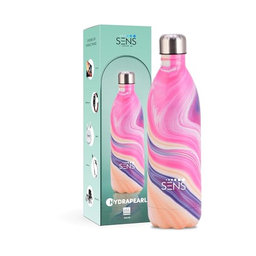 Image of SENS Hydra Pearl Stainless Steel 1000ml Bottle Hot or Cold up to 24 Hours | Leak Proof, BPA Free, Eco-Friendly | Travel | Office | Home | Cosmic