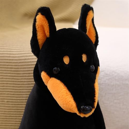 KUKUShining Realistisches Doberman Kuscheltier, Weicher Hund Stofftier Plüsch Kinder und Sammler Perfekt für die Wohnzimmerdekoration(40cm/15.7in)