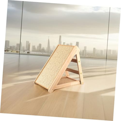 Rascador de Madera en Forma de L con Base de Sisal para Gatos miniatura 4