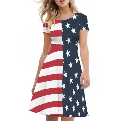 Image of AFPANQZ Womens Casual Summer Lightweight Vintage Dress Short Sleeve Midi Dress Knee-Long Luxury Formal Dress