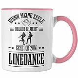 Trendation - Linedance Geschenke Tasse Geschenkidee Spruch Line Dance Frauen Sprüche Wenn Meine Seele Urlaub Braucht (Rosa)