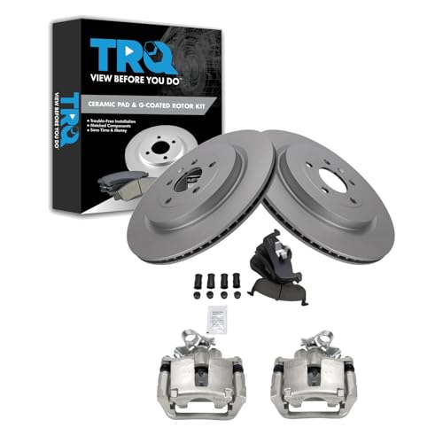 Image of TRQ Rear Brake Pad and Rotor Set Ceramic G Coated Rotors Calipers
