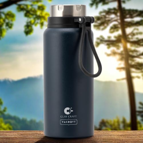 Image of CLAY CRAFT VACBOTT Topaz Uno Double Walled|18 Hours Hot and 24 Hours Cold Vacuum Insulated|Thermosteel|Flask Bottle 900 ml Steel Bottles for Travelling|BPA-Free|BIS Certified|1Year Limited Warranty