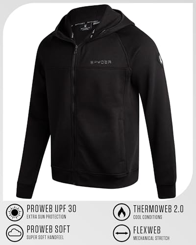 Spyder Mens Zip Up Hoodie - UPF30+ Super Soft Fleece Sweatshirt, Warm Athletic Hoodies for Men with Secure Zip Pockets (S-XL)3