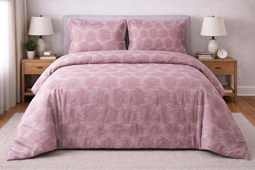 Image of Skyla Bedsheet for Double Bed| King Size 400 TC Cotton| 108 * 108 Inch Bedsheet|King Size Bedsheet with 2 Pillow Covers(Pastel Pink)