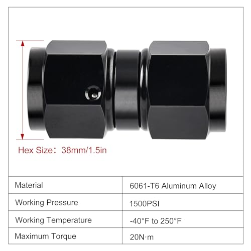 Image of EVIL ENERGY 16AN Female to 16AN Female Straight Swivel Coupler Union Fitting Adapter Aluminum Black