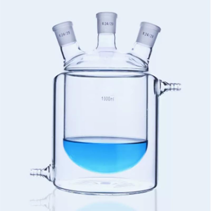 50-2000ml Lab Flat Bottom Three-Mouth Glass Jacketed Reactor - Double-Layer Reaction Bottle for Experiments(250ml 24x24x24)
