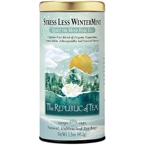 The Republic of Tea — Stress Less WinterMint, Quiet the Mind Herb Tea, 36 Tea Bags, Caffeine-Free Cover