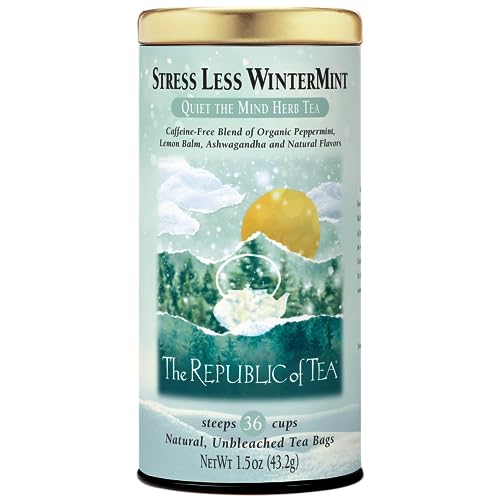 The Republic of Tea — Stress Less WinterMint, Quiet the Mind Herb Tea, 36 Tea Bags, Caffeine-Free