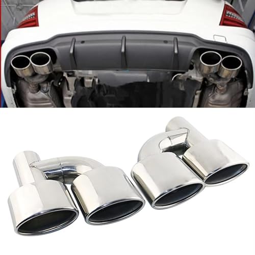 Double Embout d'Échappement Voiture Silencieux Queue Tuyau Inox Ovale Roulé 63mm W211 W204 - 3