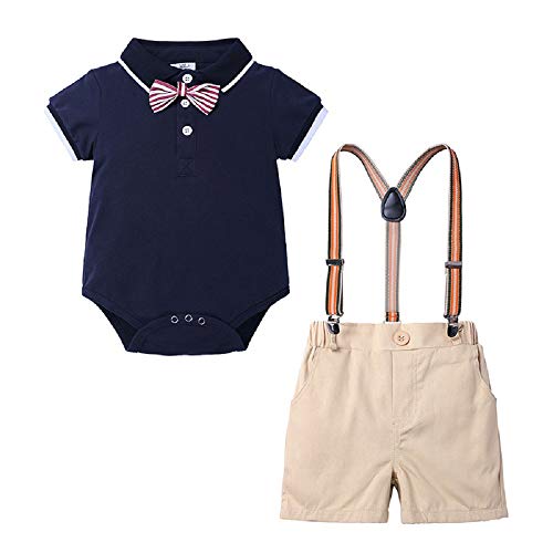 Baby Boy Gentleman Polo Shirts Bodysuit Overalls Pants Outfits Summer Kids 2pcs Clothes Sets
