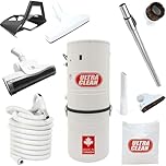 Ultra Clean SC100 Heavy Duty Powerful Central Vacuum System – Made in Canada – with Air Turbo Nozzle,Hose and Accessories-Ideal for Hardwood Floors, Area Rugs and Berber Carpeting (35 ft, White)
