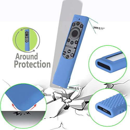 Image of Silicon Protective Case Cover Compatible with Samsung Smart TV Remote Control 2022 TM2280E QLED TV BN68-13897A (Remote Not Included) - Glow in Dark Blue