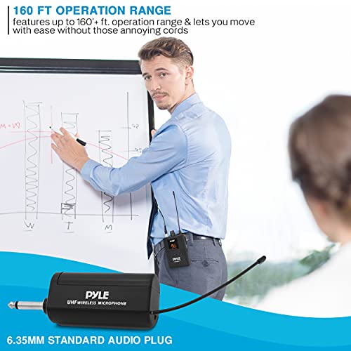 Pyle Dual Uhf Microphone System - Portable Professional Cordless Microphone Set Wireless Mic Kit W/Headset / Lavalier Mic, Beltpack Transmitter, Receiver - Karaoke & Conference - Pyle Pdwmu211 #TOP4