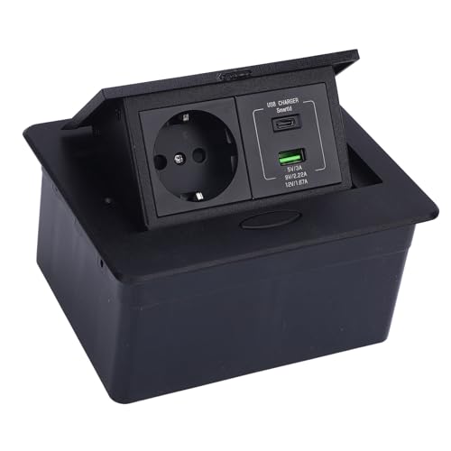 Boîte de sortie de sol encastrée avec prise plate et double port USB A C 20W