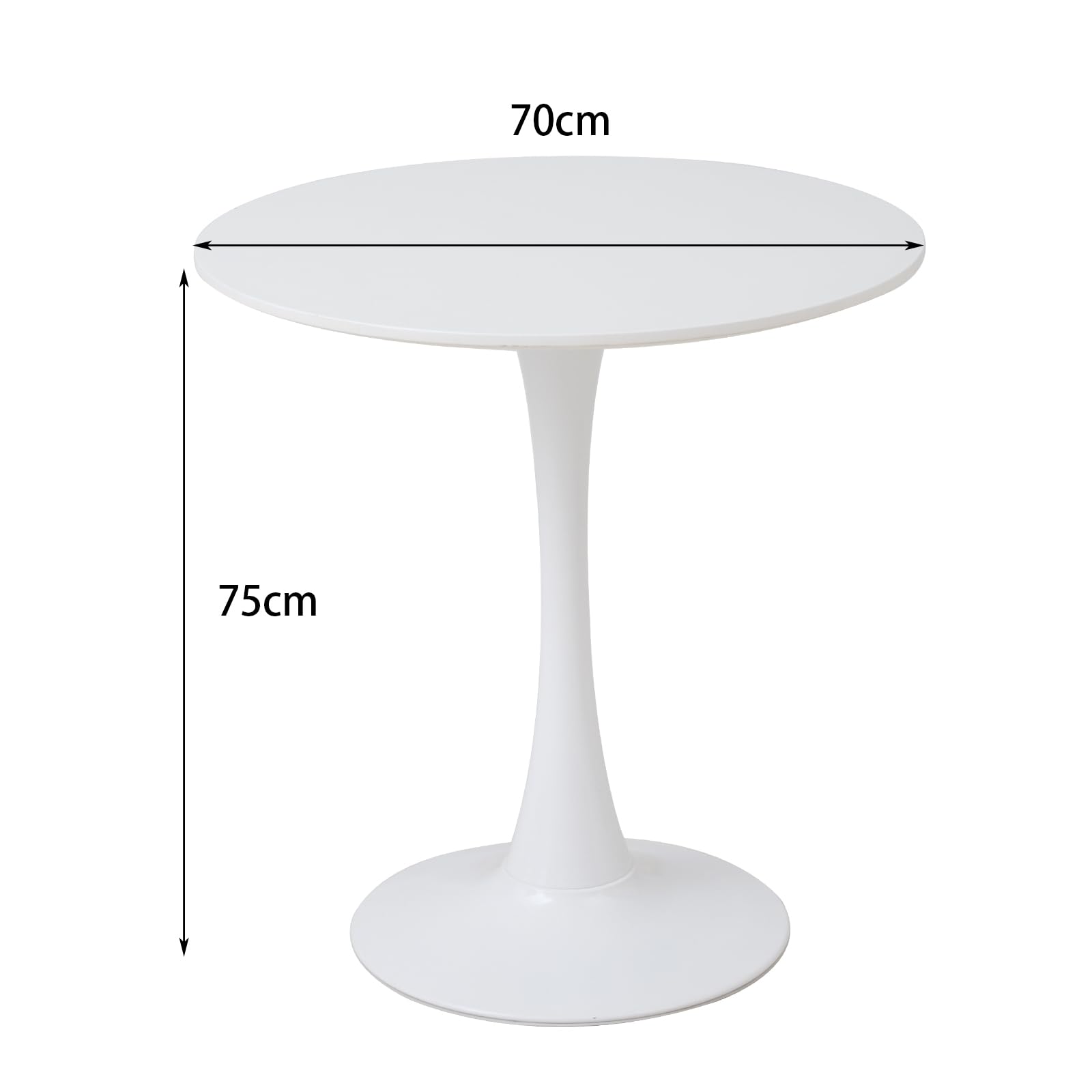 Moderner Runder Esstisch, 70 cm Runder Esstisch, Geeignet für 2–4 Personen, Geeignet für Wohnzimmer, Esszimmer, Küche, Café – Weiß