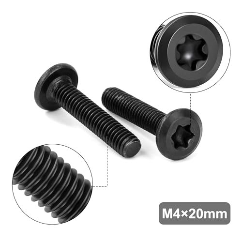 Miniatura 3 de Tunejoy 20 Piezas Tornillos De Cabeza Plana Torx M4 X 20 Mm Negro Tornillo De Cabeza Hexagonal De Acero Inoxidable A2 V2a Perno De Muebles Con T20 Llave Rosca Completa