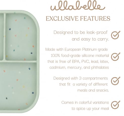 Image of Ullabelle Silicone Bento Box |Portable, Leak Resistant, Food-Grade (green confetti bento), Standard