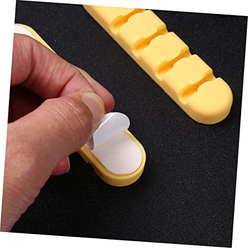 DOITOOL 2pcs Clips para cables adhesivos de silicona para organización de escritorio, soporte para cables para gestión de cables, compatible con superficies limpias y fácil de instalar, amarillo limón miniatura 5