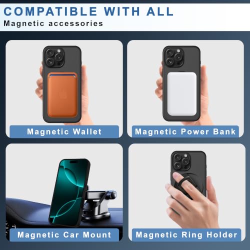 Image of CEDO Magnetic Cover for iPhone 16 Pro Max | Compatible with MagSafe Wireless Charging | Matte Black Case Designed with Magnetic Lock Shockproof Edge Protection Backcover (Translucent Black)