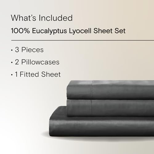 Sijo AiryWeight Tencel Sheet Set, 100% Lyocell Derived from Eucalyptus, Buttery Soft, Architectural Digest 2022 Best Cooling Sheets Winner - 3pc - 2 Pillowcases 1 Fitted (Storm, Full)