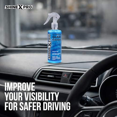 Image of ShineXPro Glass Cleaner Spray 300 ml - Streak Free Car Glass Cleaner Liquid with Anti-Static Additives - Windshield Cleaner safe for both Tinted & Coated Glass with Powerful Cleaning Agents