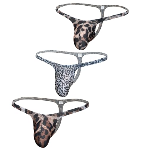 Men's Leopard Print thong, Wild Charm, sexy Printed Ice Silk thong