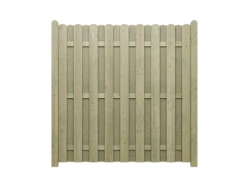 Woodtex | Sichtschutzzaun | Gartenzaun | Bretterzaun Kiefer | kesseldruckimprägniert | wetterfest | 180x180x4cm | Lamellen 12x120mm | grün lasiert | gehobelt mit gerundeten Köpfen | stabil & langlebig