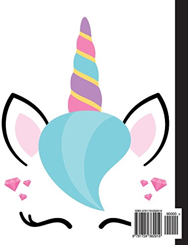 Notebook: Unicorn Blue Hair, Wide Rule, Notebook Home Office School Student Teacher Homeschool, 7.4 x 9.7 in, 200 pages for kids, school, home, students, teachers (Unicorn Fun) image 4