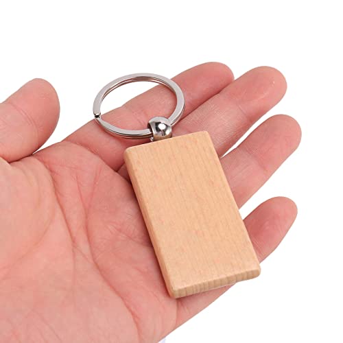 Chaîne à clés en bois rectangle vierge à graver pour projets DIY