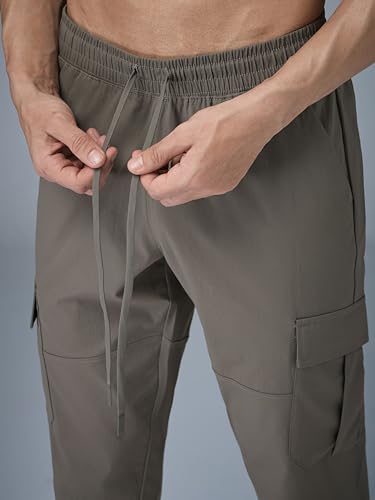 Image of TECHNOSPORT Men's Regular Fit Mid Rise Polyester Solid Cargos for Activewear, Regular Use and Quick Dry