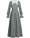 CR ROLECOS Pioneer Prairie Dress Women Colonial Pilgrim Costume 1800s Civil War Amish Historical Old Fashioned Floral Dresses with Bonnet Apron 3 Piece Set for Pioneer Trek Events, Green L