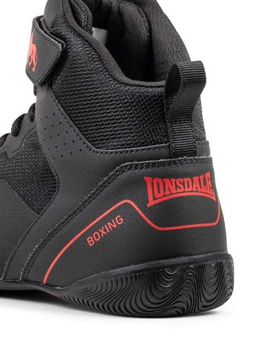 Lonsdale Unisex RUFFORD Boxschuhe, Schwarz Rot, 43 EU