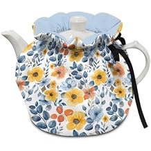 Teapot Thermal Cover Beautiful Stylish Yellow Floral Print Tea Cozy for Tea Pot Suitable for Protecting Kettle Coffee Mug Breakfast Thermal Decorative Accessories for Table Top