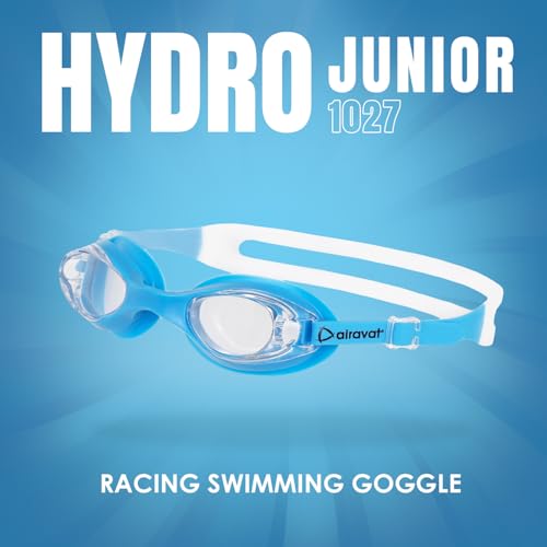 Image of AIRAVAT Hydro 1027 Swimming Goggles, Adjustable Pool Goggles For Adult, Youth, Boys & Girls, Optic Quality Poly carbonate Lenses, 100% UV Protection Anti-fog Coated, Ultra Durable (Blue)