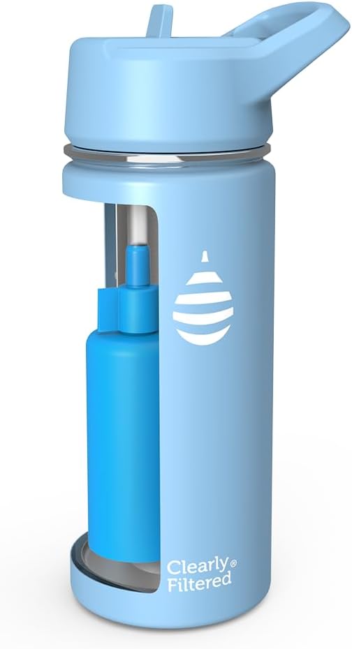 Clearly Filtered Water Bottle | Removes 220+ Contaminants, Double-Wall Insulated Stainless Steel, BPA/BPS Free, Phthalate Free, Filters Flouride Lead Chlorine (16oz, Sky Blue) - Image 2