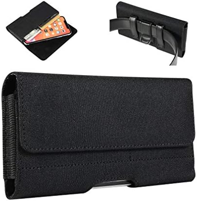 Rugged Nylon Belt Clip Cell Phone Holster Case Horizontal Belt Loop Pouch/w Card Slots for Samsung Galaxy Note 10+ Note9 A20 A50 J8 S10 Plus, Google Pixel 3a XL, LG Stylo 4, OnePlus 7T 6T,BLU Vivo XL5