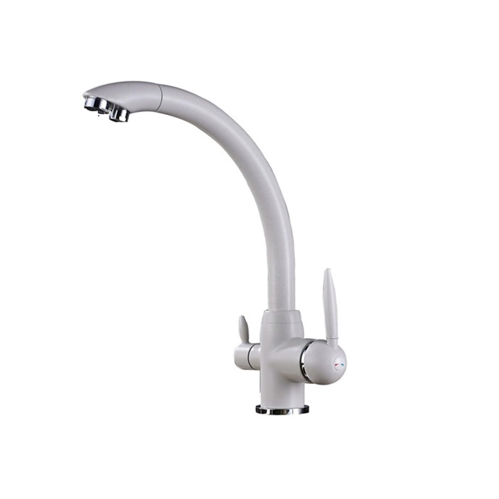 Grifo de cocina de purificación de 3 vías blanco con filtro doble manija