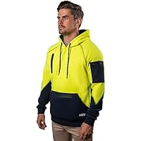 BAD WORKWEAR Men's Waterproof & Windproof Rain-Defend Full-Zip Hoodie - Heavyweight Warm Fleece | Adjustable Hood | Functional Pockets | Elasticated Wrists | Designed in Melbourne | Yellow | XX-Large