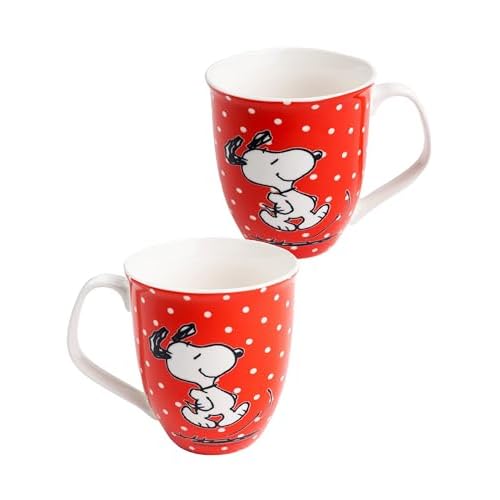 United Labels The Peanuts Snoopy - Taza (cerámica, 280 ml), diseño de lunares, color rojo