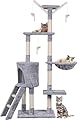 140cm Large Cat Tree Tower, Luxury three-floor Cat Climbing Frame, Cat Condo, Sisal Scratching Post, Tree Tower Post Kitten Condo Activity Centre Cat Climbing, For Three Cat