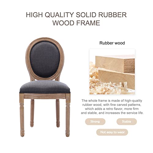 Image of Virabit French Vintage Chairs Set of 2,Louis Farmhouse Dining Chairs with Solid Wood Frame and Tufted Fabric,Rubber Wood French Decor for Dining Room,Living Room, Kitchen,Restaurant