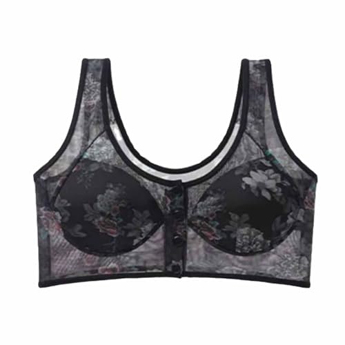 1 brasier de 2 piezas con botones frontales para ancianos, brasier deportivo diario con cierre frontal, brasier de algodón sin varillas, delgado que no deja marcas, talla grande, ropa interior cómoda