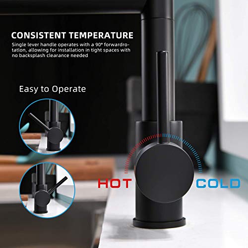 Pull Down Kitchen Faucet with Sprayer,Fapully Commercial Black Spring Kitchen Sink Faucet with Brushed Nickel