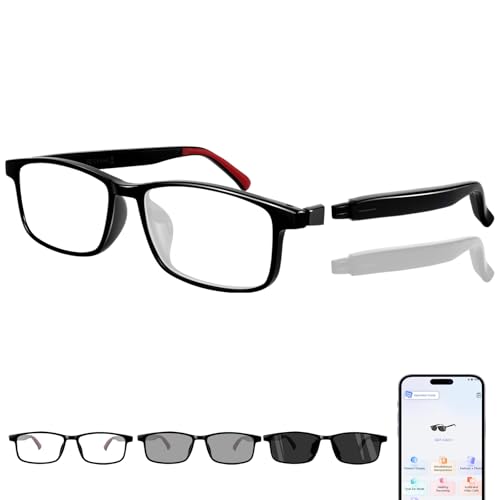 Image of AI Smart Glasses Detachable Dual Temples (Bluetooth + Standard) - DeepSeek R1 Chip, Real-Time AI Translation, Color-Change Lenses (UV400 /Blue Light), 24g Ultra-Lightweight, Built-in Voice Assistant